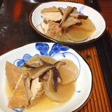 椎茸出汁で大根と厚揚げの煮物